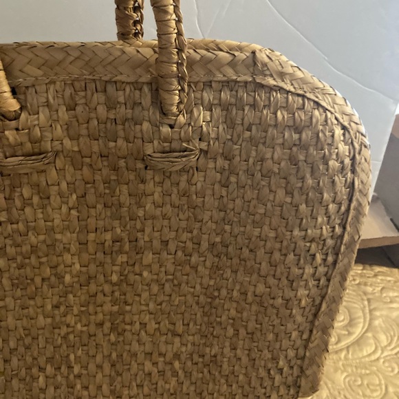 Handwoven Straw Bag with Red and Black Embroidery - Picture 8 of 15